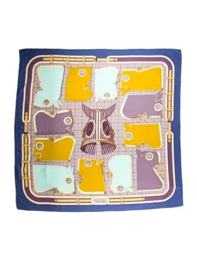 Pre-owned Hermes Camails Cashmere Scarf In Blue