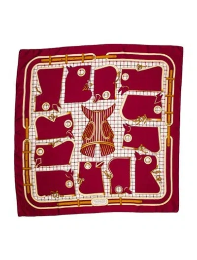 Pre-owned Hermes Camails Silk Scarf In Red