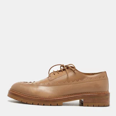 Pre-owned Hermes Camel Brown Leather Puzzle Lace Up Oxfords Size 40