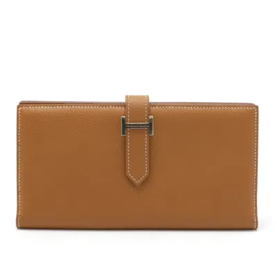 Pre-owned Hermes Camel Epsom Leather Long Wallet (bi-fold) ()