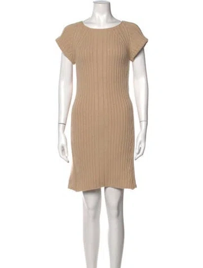 Pre-owned Hermes Camel Hair Midi Length Dress In Neutrals