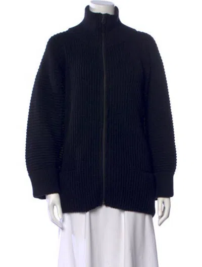 Pre-owned Hermes Camel Hair Open Front Sweater In Black