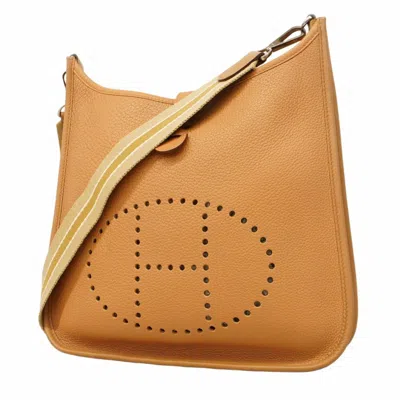 Pre-owned Hermes Camel Taurillon Clemence Leather Shoulder Bag ()