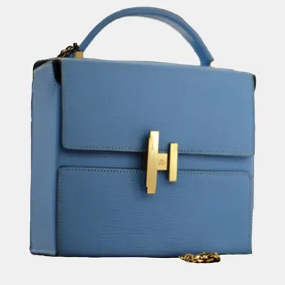 Pre-owned Hermes Candy Blue Leather Cinhetic Top Handle Boxy Bag