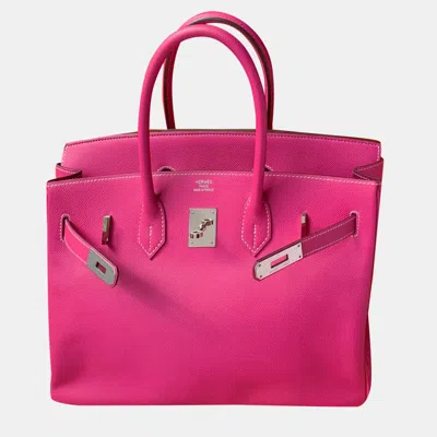Pre-owned Hermes Candy Pink Epsom Leather Birkin 35 Tote Bag