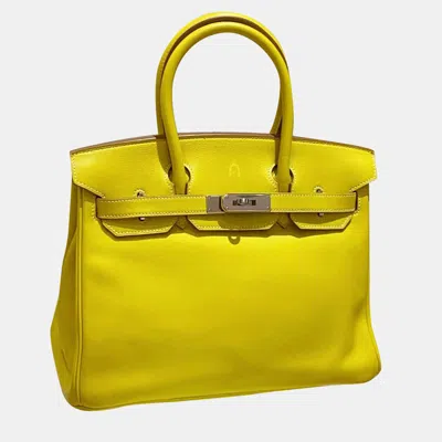 Pre-owned Hermes Candy Yellow Swift Leather Birkin 30 Bag