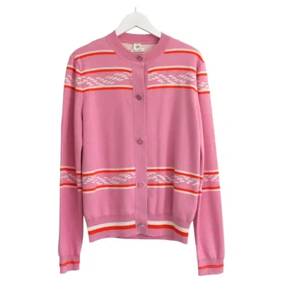 Pre-owned Hermes Canoe Chaine D'ancre Silk & Cashmere Cardigan In Pink