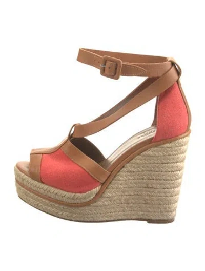 Pre-owned Hermes Canvas Colorblock Pattern Espadrilles In Orange