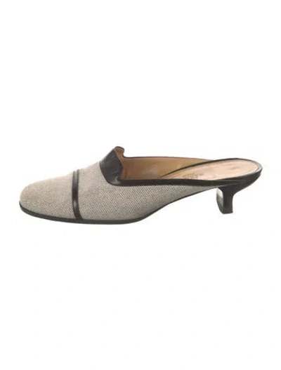 Pre-owned Hermes Canvas Colorblock Pattern Mules In Multi