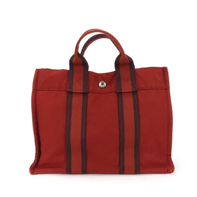 Hermes Canvas Handbag () In Red