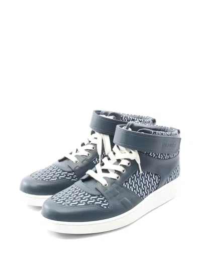 Pre-owned Hermes Canvas High-top Sneakers In Blue