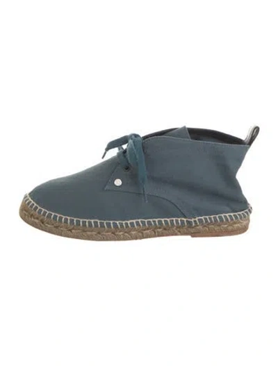 Pre-owned Hermes Canvas Lace-up Boots In Blue
