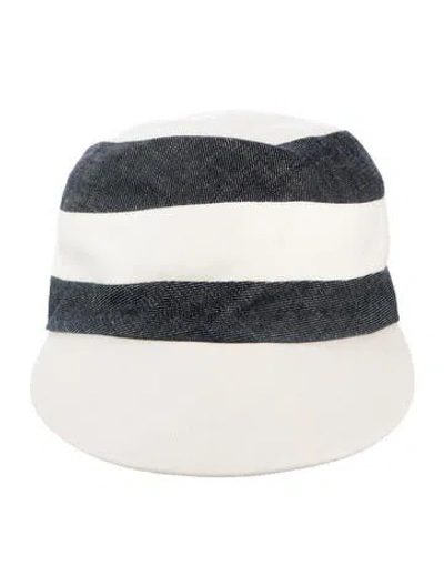 Pre-owned Hermes Canvas Newsboy Cap In White