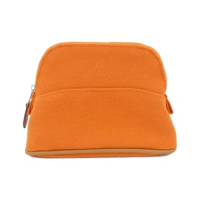 Pre-owned Hermes Canvas Pouch () In Orange