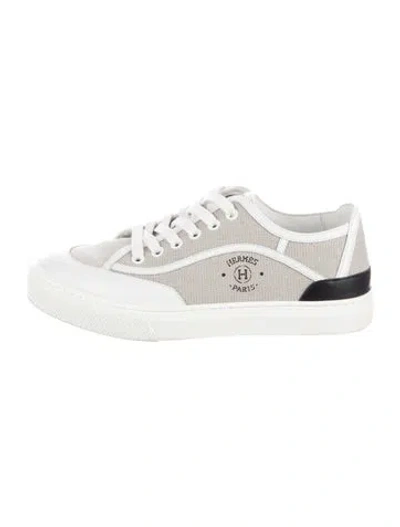 Pre-owned Hermes Canvas Sneakers In White