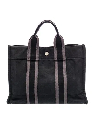 Pre-owned Hermes Canvas Tout Fourre Pm Tote In Blue