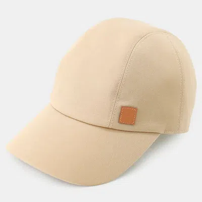 Pre-owned Hermes Cap Miles Size 58 Kraft Cotton97% Polyurethane3% In Sand