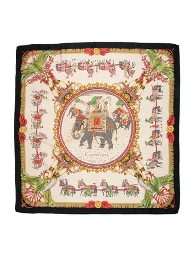 Pre-owned Hermes Caparaçons De La France Et De L'inde Silk Scarf In Neutral