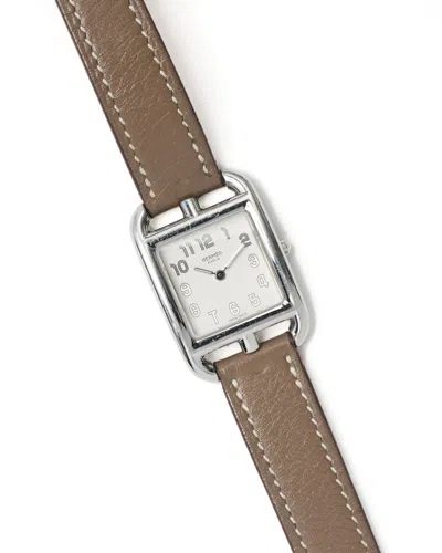 Pre-owned Hermes Hermès Cape Cod 23x33mm 2013 Full Set Watch In White