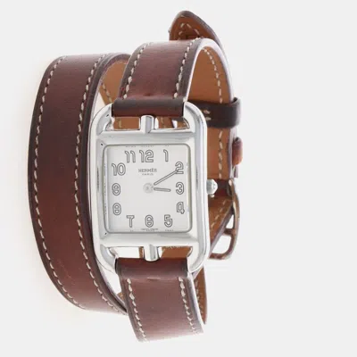 Pre-owned Hermes Cape Cod Cc1.210 White Stainless Steel Quartz Women's Watches 33.5mm
