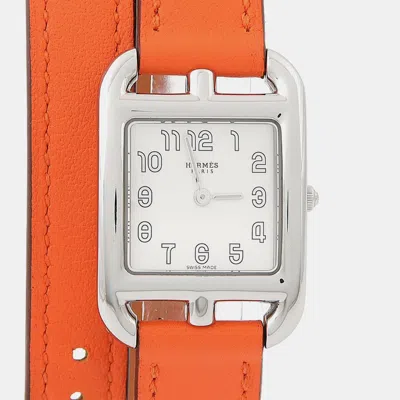 Pre-owned Hermes Cape Cod Cc1.210a White Stainless Steel Quartz Women's Watches 23mm
