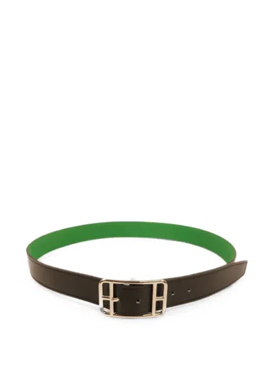 Pre-owned Hermes Cape Cod Reversible Belt In Black