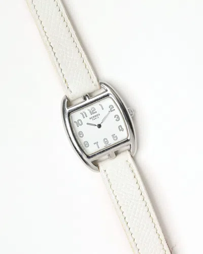 Pre-owned Hermes Hermès Cape Cod Tonneau 27mm Ref Ct1.210 Watch In White