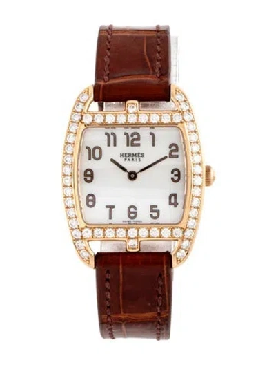 Pre-owned Hermes Cape Cod Tonneau Pm Watch In Multicolor
