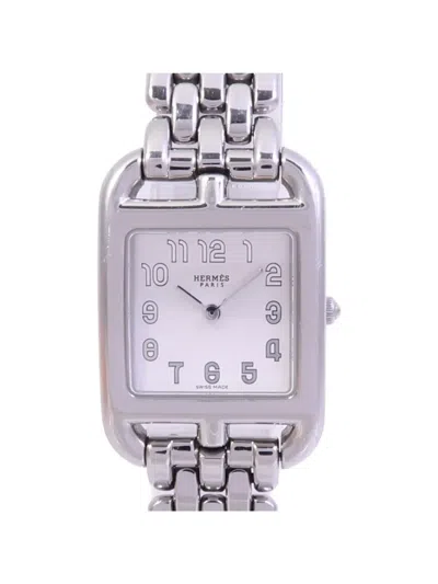 Pre-owned Hermes Cape Cod Watch 23mm In Silver