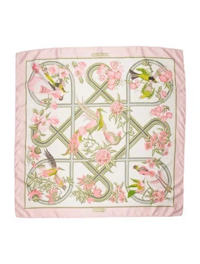 Pre-owned Hermes Caraïbes Silk Scarf In Pink