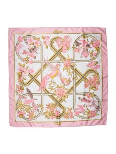 Pre-owned Hermes Caraïbes Silk Scarf In Pink