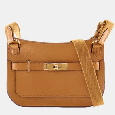 Pre-owned Hermes Caramel Evercolor Mini Jypsiere In Brown