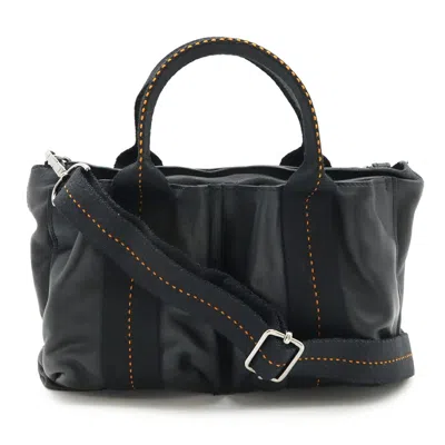 Pre-owned Hermes Caravan Horizontal Black Orange Veau Derma Shoulder Bag Tote Bag ()