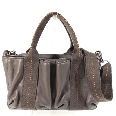 Pre-owned Hermes Caravan Horizontal Brown Orange Leather Handbag Shoulder Bag () In Brown, Orange