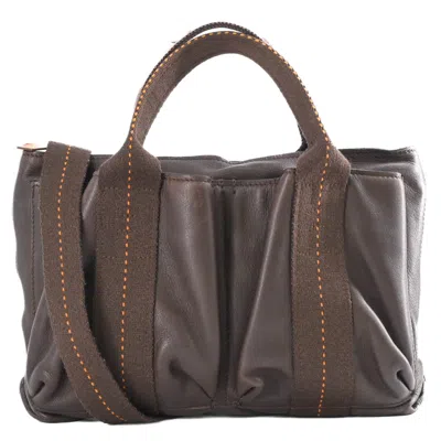 Pre-owned Hermes Caravan Horizontal Brown Veau Derma Handbag Shoulder Bag ()
