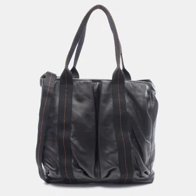 Pre-owned Hermes Caravan Vertical Black Leather Bag