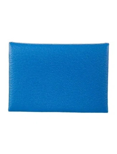 Pre-owned Hermes Card Holder In Blue