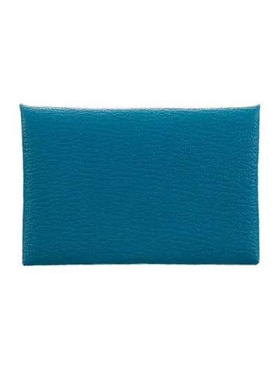 Pre-owned Hermes Card Holder In Blue