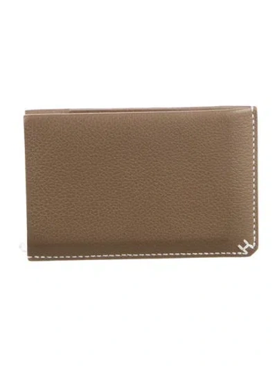 Pre-owned Hermes Card Holder In Gray