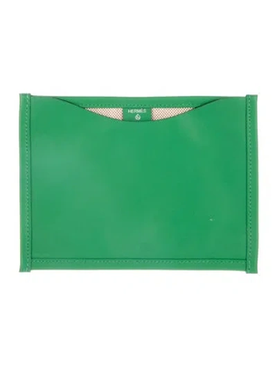 Pre-owned Hermes Card Holder In Green