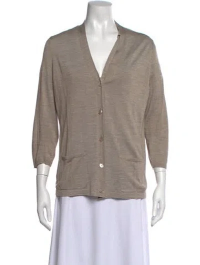 Pre-owned Hermes Cardigan Set Silk Sweater In Neutral