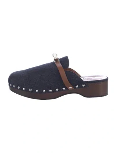 Pre-owned Hermes Carlotta Denim Mules In Blue