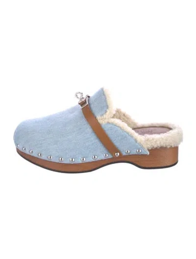 Pre-owned Hermes Carlotta Denim Mules In Blue