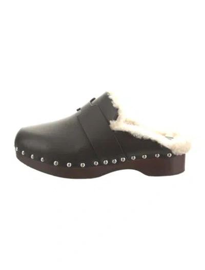 Pre-owned Hermes Carlotta Leather Mules In Black