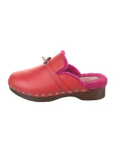 Pre-owned Hermes Carlotta Leather Mules In Pink