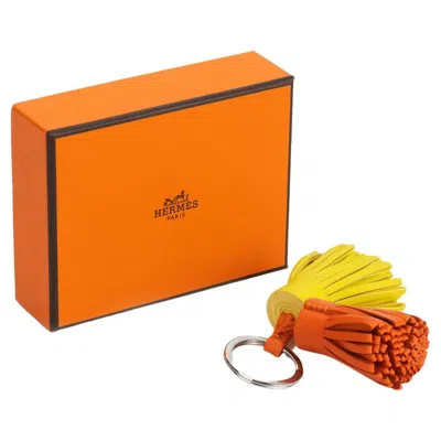 Pre-owned Hermes Hermès Carmen Double Keychain New In Box In Orange