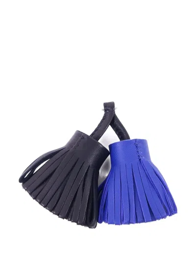 Pre-owned Hermes Carmen Duo Tassel Key Ring In Black