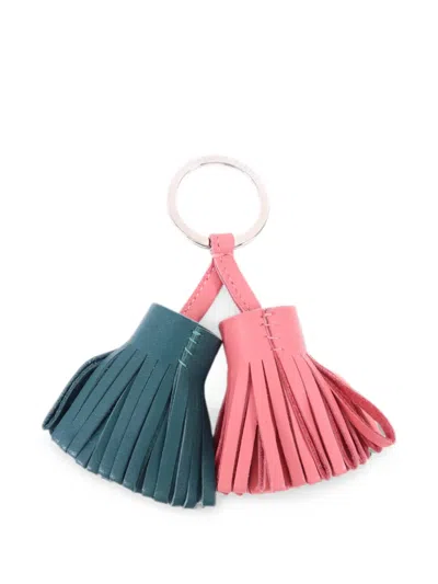 Pre-owned Hermes Carmen Duo Tassel Key Ring In Green