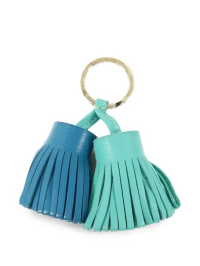 Pre-owned Hermes Carmen Duo Tassel Keyring In Blue