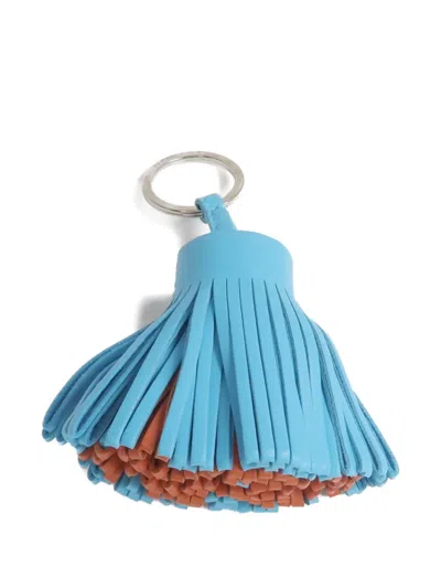 Pre-owned Hermes Carmen Fringe Bag Charm In Blue